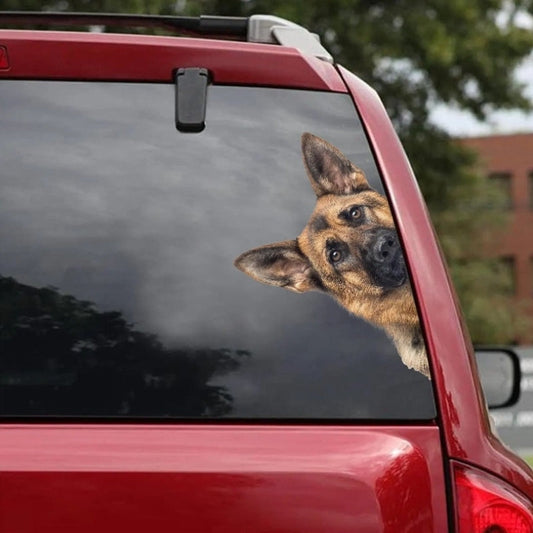 German Shepherd Dog - Peekaboo Dog Head Car Sticker - DS014