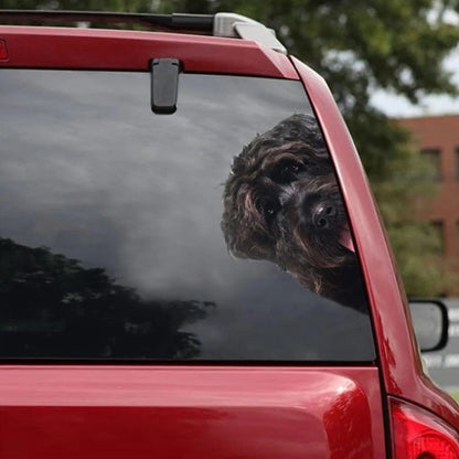 Bouvier Des Flandres Dog - Peekaboo Dog Head Car Sticker - DS019