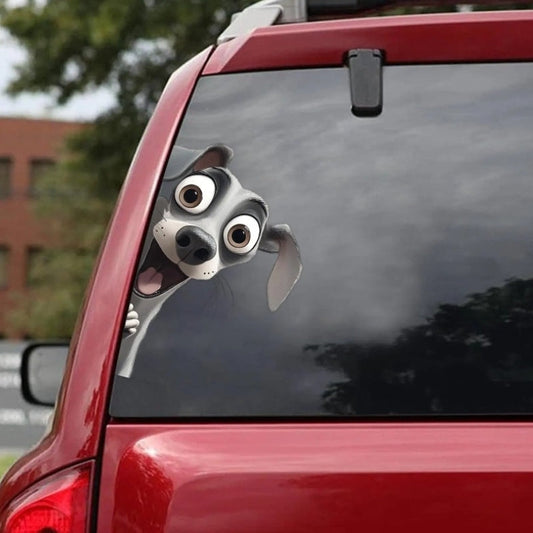 Italian Greyhound Dog - Peekaboo Dog Head Car Sticker - DS026