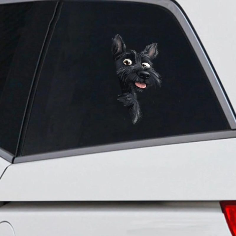 Scottish Terrier Dog - Peekaboo Dog Head Car Sticker - DS027
