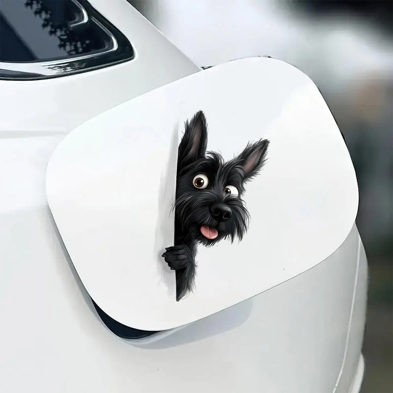 Scottish Terrier Dog - Peekaboo Dog Head Car Sticker - DS027