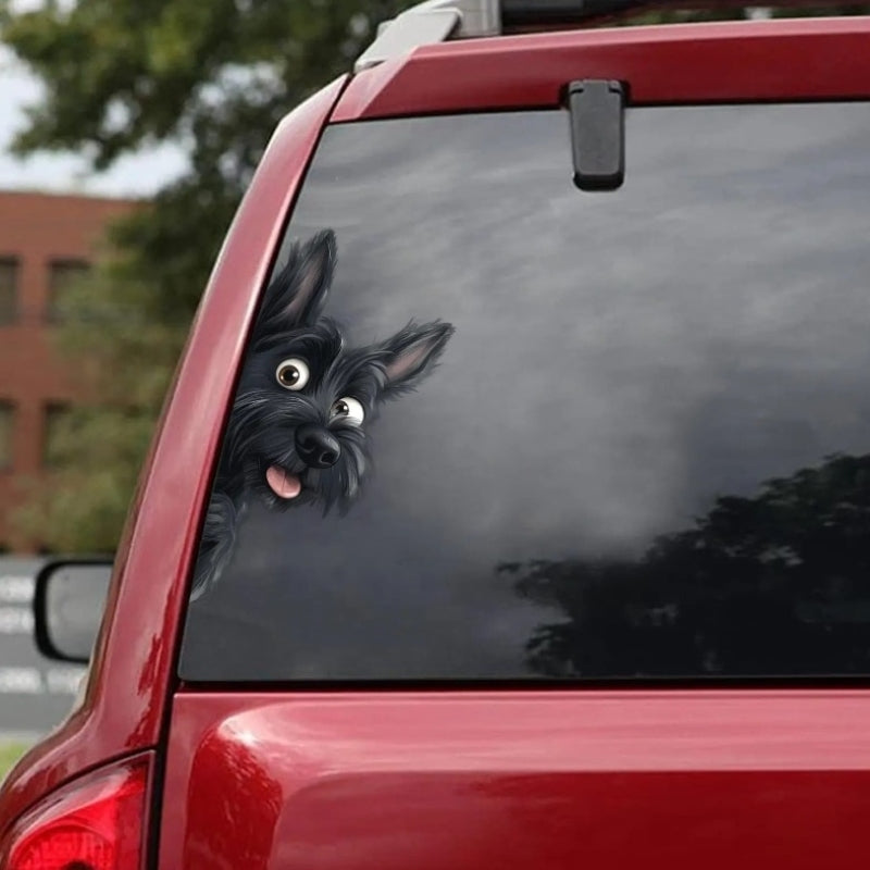 Scottish Terrier Dog - Peekaboo Dog Head Car Sticker - DS027