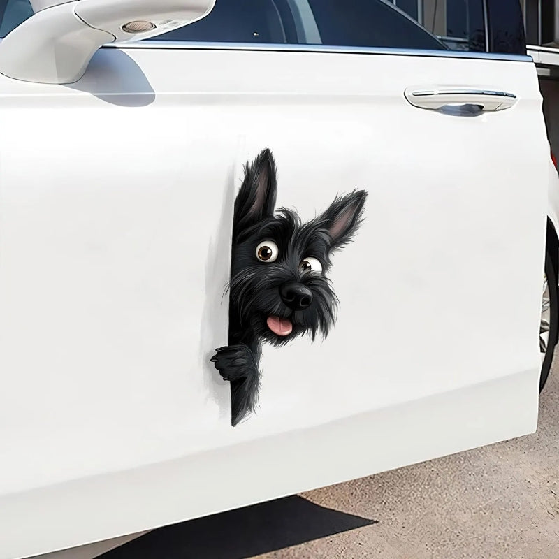 Scottish Terrier Dog - Peekaboo Dog Head Car Sticker - DS027