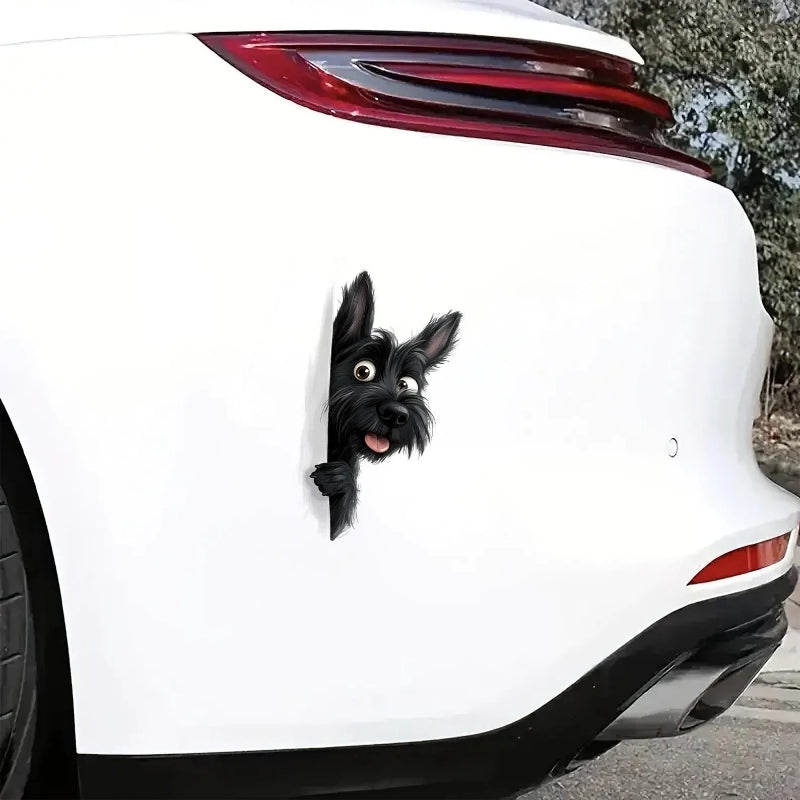 Scottish Terrier Dog - Peekaboo Dog Head Car Sticker - DS027