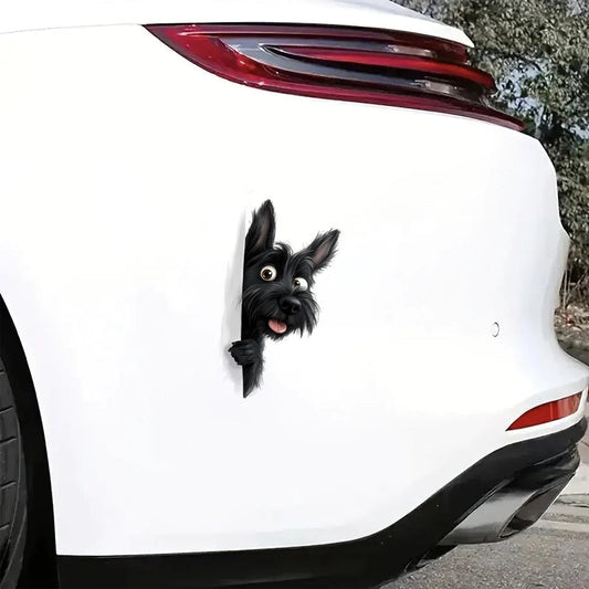 Scottish Terrier Dog - Peekaboo Dog Head Car Sticker - DS027