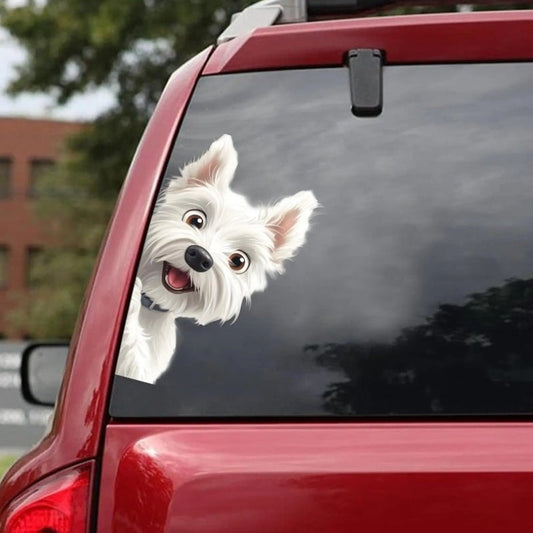 West Highland White Terrier Dog - Peekaboo Dog Head Car Sticker - DS028