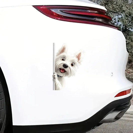 West Highland White Terrier Dog - Peekaboo Dog Head Car Sticker - DS028