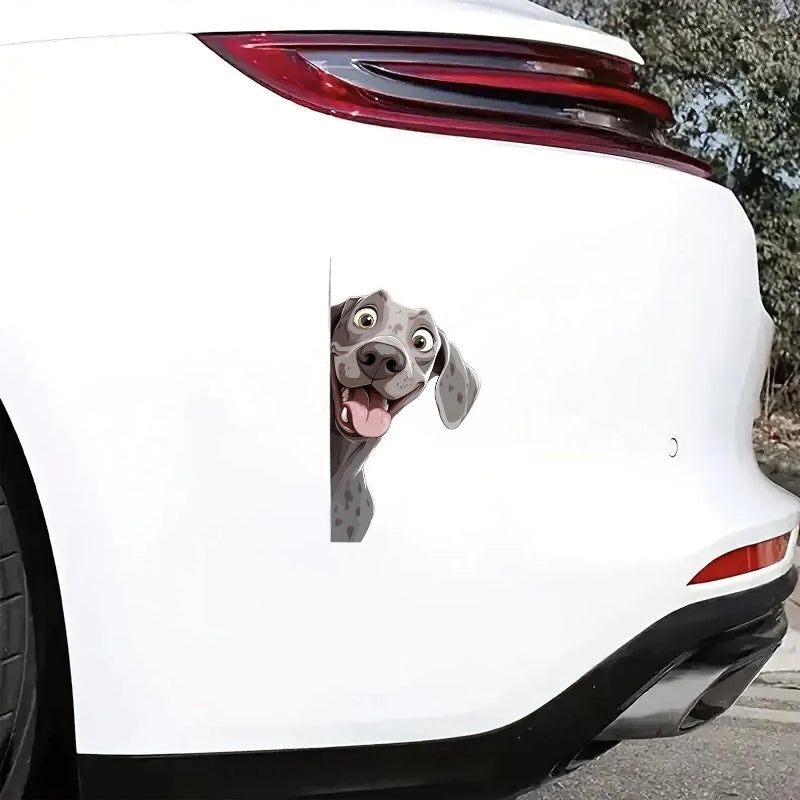 Weimaraner Dog - Peekaboo Dog Head Car Sticker - DS030