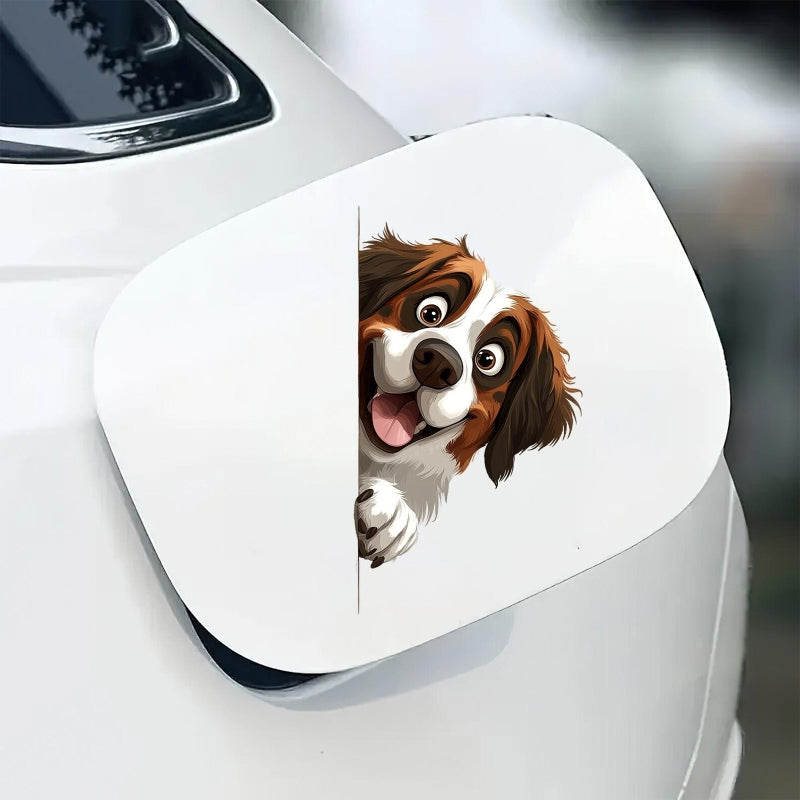 Saint Bernard Dog - Peekaboo Dog Head Car Sticker - DS032