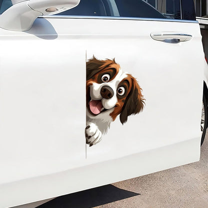 Saint Bernard Dog - Peekaboo Dog Head Car Sticker - DS032