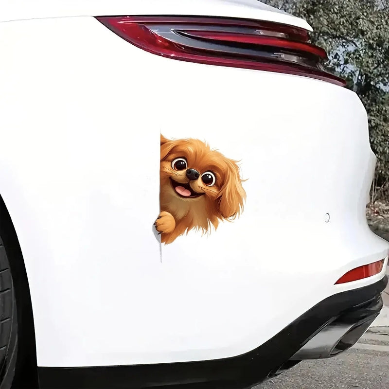 Pekingese Dog - Peekaboo Dog Head Car Sticker - DS035