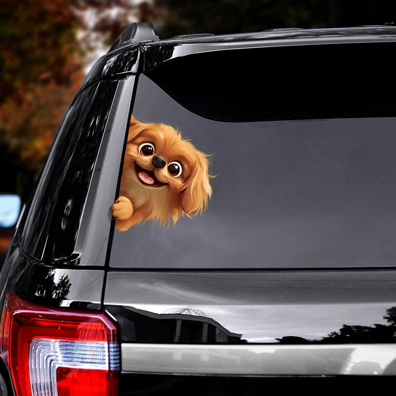 Pekingese Dog - Peekaboo Dog Head Car Sticker - DS035