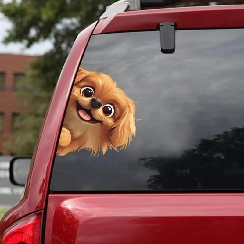 Pekingese Dog - Peekaboo Dog Head Car Sticker - DS035