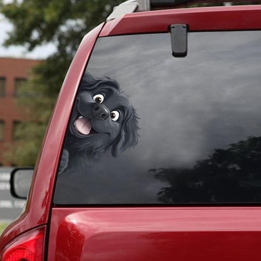Newfoundland Dog - Peekaboo Dog Head Car Sticker - DS036
