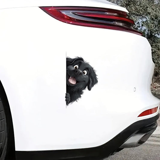 Newfoundland Dog - Peekaboo Dog Head Car Sticker - DS036