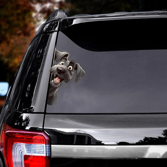 Irish Wolfhound Dog - Peekaboo Dog Head Car Sticker - DS038