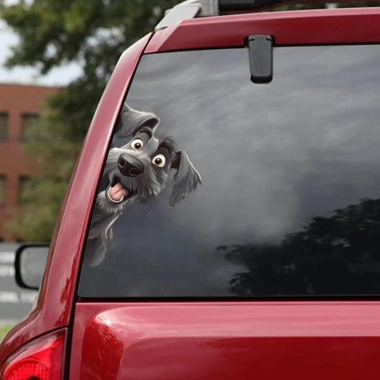 Irish Wolfhound Dog - Peekaboo Dog Head Car Sticker - DS038