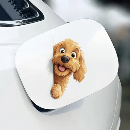 Goldendoodle Dog - Peekaboo Dog Head Car Sticker - DS039