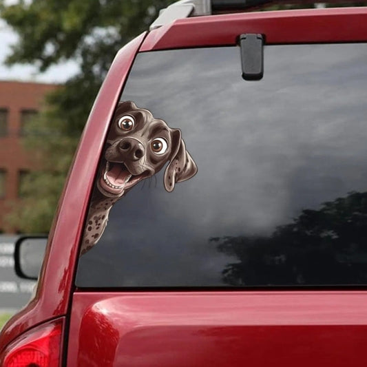 German Shorthaired Pointer Dog - Peekaboo Dog Head Car Sticker - DS042