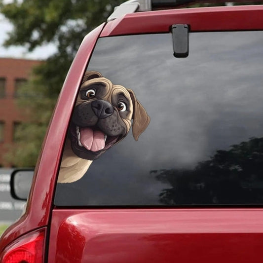 English Mastiff Dog - Peekaboo Dog Head Car Sticker - DS043