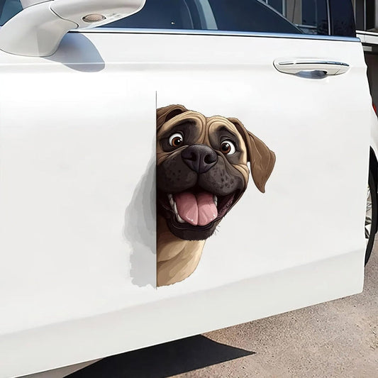 English Mastiff Dog - Peekaboo Dog Head Car Sticker - DS043