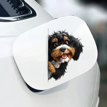 Bernedoodle Dog - Peekaboo Dog Head Car Sticker - DS047