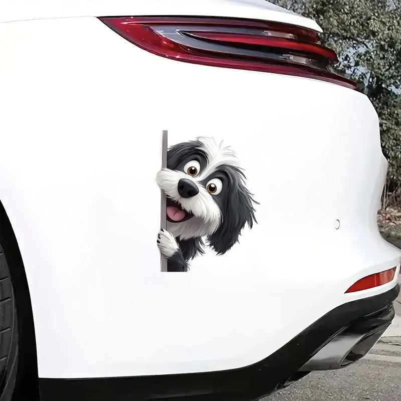 Bearded Collie Dog - Peekaboo Dog Head Car Sticker - DS048