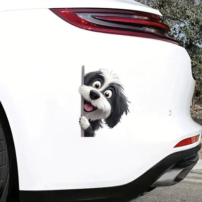 Bearded Collie Dog - Peekaboo Dog Head Car Sticker - DS048