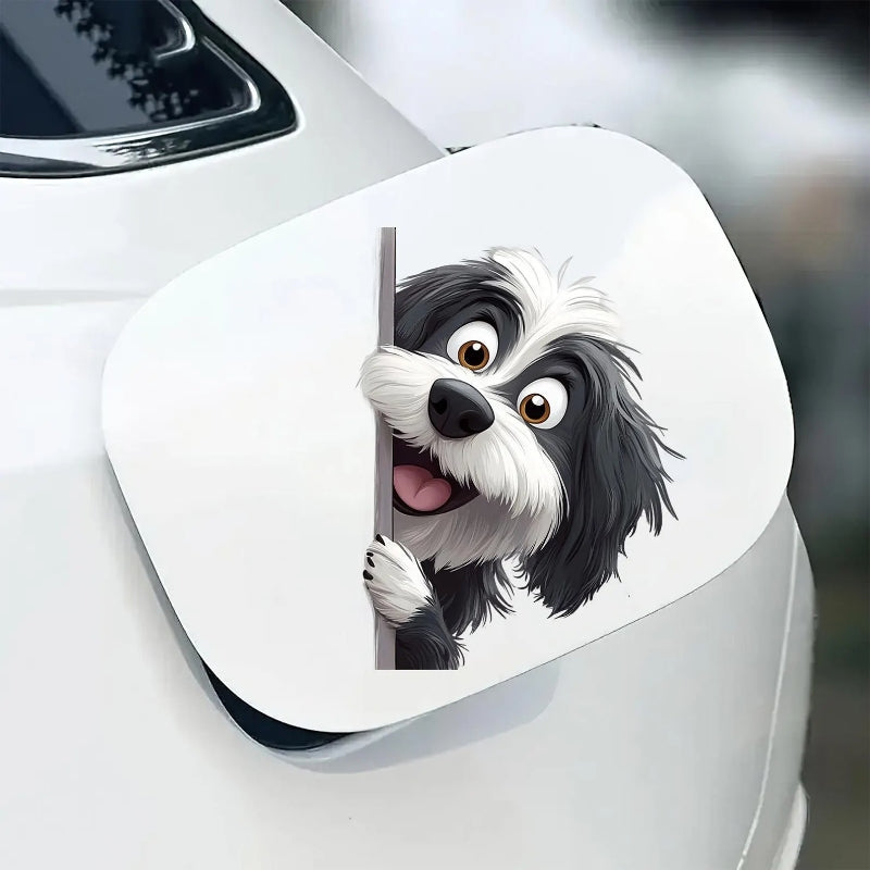 Bearded Collie Dog - Peekaboo Dog Head Car Sticker - DS048