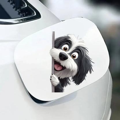 Bearded Collie Dog - Peekaboo Dog Head Car Sticker - DS048