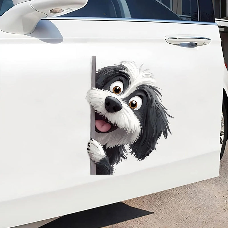 Bearded Collie Dog - Peekaboo Dog Head Car Sticker - DS048