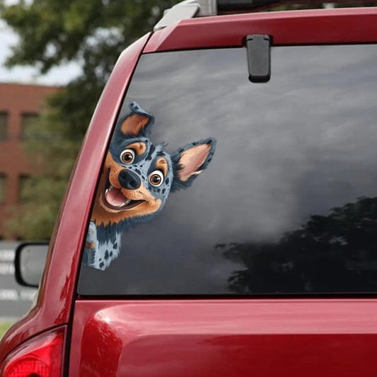 Australian Cattle Dog - Peekaboo Dog Head Car Sticker - DS050