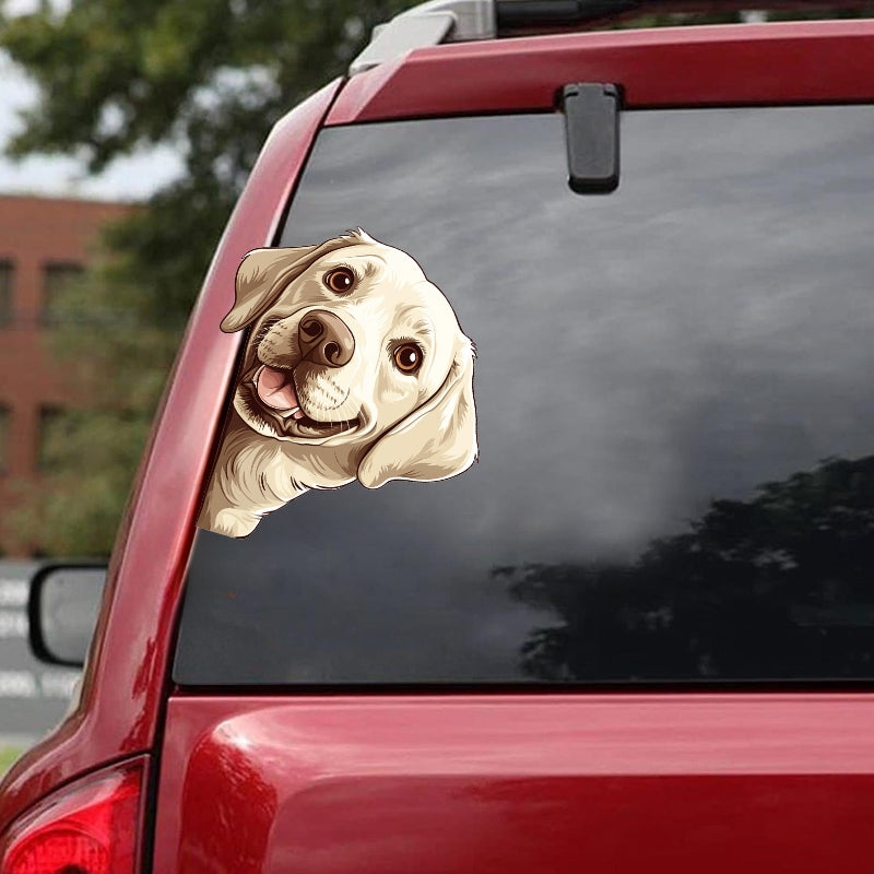 Labrador Dog - Peekaboo Dog Head Car Sticker - DS054