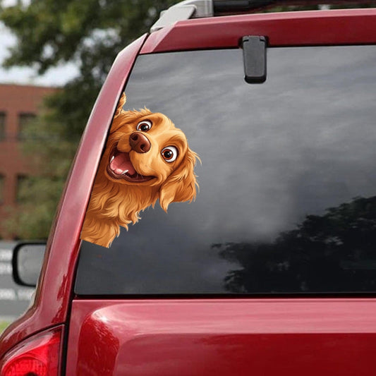 Golden Retriever Dog - Peekaboo Dog Head Car Sticker - DS055