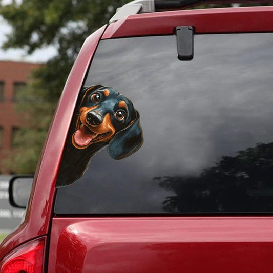 Dachshund Dog - Peekaboo Dog Head Car Sticker - DS057