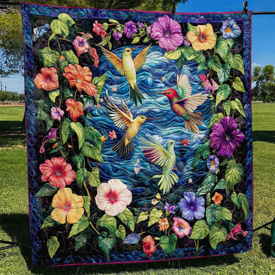 Colorful Hummingbird Blanket - G053 - Premium Blanket