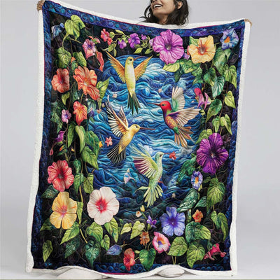 Colorful Hummingbird Blanket - G053 - Premium Blanket