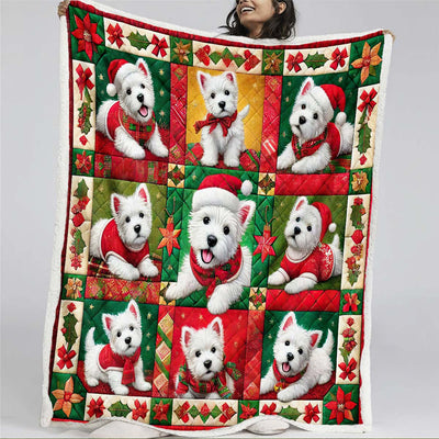 West Highland White Terrier Christmas Blanket - H181 - Premium Blanket