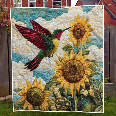 Sunflower Bliss Hummingbird Blanket - H239 - Premium Blanket