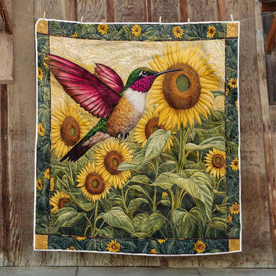 Sunflower Bliss Hummingbird Blanket - H240 - Premium Blanket