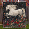 Blossom Fields White Horse Blanket - H252 - Premium Blanket