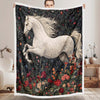 Blossom Fields White Horse Blanket - H252 - Premium Blanket