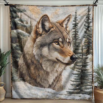 The Silent Snowbound Wolf Blanket - H281 - Premium Blanket