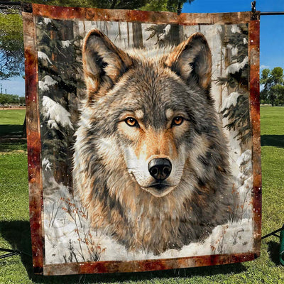 The Silent Snowbound Wolf Blanket - H282 - Premium Blanket