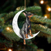 Doberman Pinscher Sit On The Moon Ornament MO038