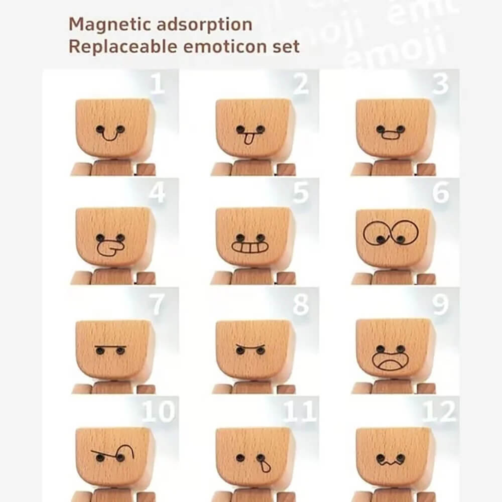 Shaking Feet Wooden Doll - Sways with 12 Pcs Magnetic Expressions