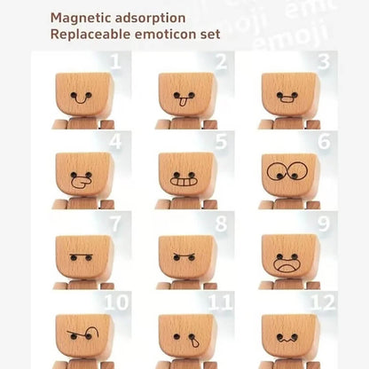 Shaking Feet Wooden Doll - Sways with 12 Pcs Magnetic Expressions