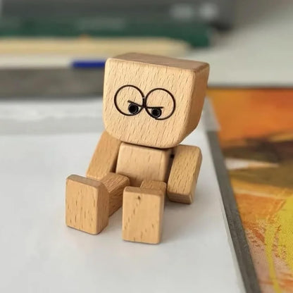Shaking Feet Wooden Doll - Sways with 12 Pcs Magnetic Expressions