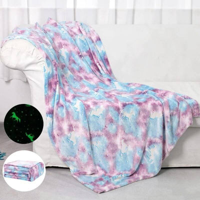 Glow in The Dark Throw Blanket - B105 - Luminous Unicorns Premium Blanket