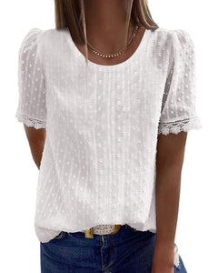 LECAREY LACE ROUND NECK BLOUSE (3 COLORS)